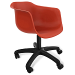 Стул пластиковый красного цвета на колесиках с подъемно-поворотным механизмом Eames Red варинант исполнения - 1 | Loft Concept во Владивостоке