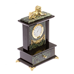 Часы настольные с декором в виде льва из натурального камня Нефрит Lion Stone Clock варинант исполнения - 2 | Loft Concept во Владивостоке