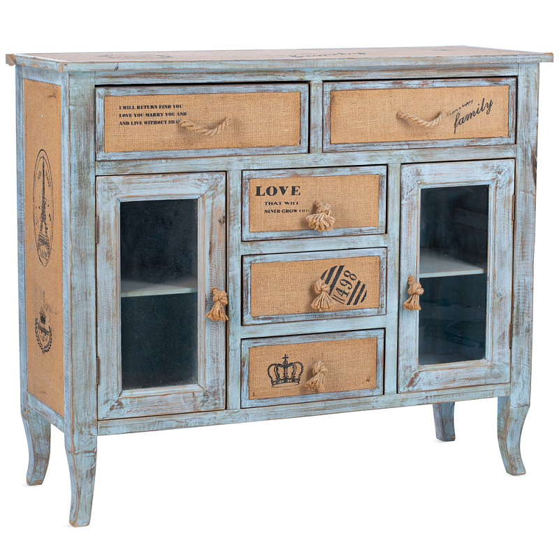 Комод в стиле прованс Beige-Blue Provence Бежевый Винтажный голубой Комод в стиле прованс Beige-Blue Provence Бежевый Винтажный голубой во Владивостоке | Loft Concept