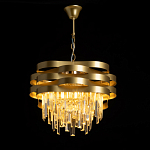 Люстра цвета матового золота с металлическими лентами и длинными прозрачными подвесками Gilded Waves варинант исполнения - 3 | Loft Concept во Владивостоке