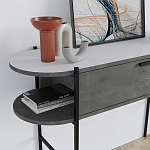 Консоль напольная серая с выдвижным ящиком и 2-мя полками с белой столешницей OTIS CONSOLE RETRO GRAY варинант исполнения - 4 | Loft Concept во Владивостоке