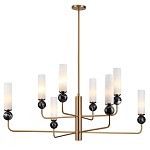 Люстра на штанге с 8-ю цилиндрическими матовыми плафонами и шарами из камня Orb Essence варинант исполнения - 5 | Loft Concept во Владивостоке