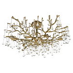 Потолочная люстра в виде ветвей деревьев золотого цвета с прозрачными подвесками-каплями Droplet Chandelier варинант исполнения - 3 | Loft Concept во Владивостоке