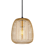 Подвесной светильник со стеклянным плафоном цилиндрической формы и металлической сеткой Metal Mesh Gold варинант исполнения - 1 | Loft Concept во Владивостоке