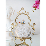 Конфетница с бронзовой ручкой и фарфоровой птичкой на крышке Eden Garden варинант исполнения - 4 | Loft Concept во Владивостоке