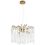 Люстра подвесная круглая в виде ветвей деревьев бронзового цвета с прозрачными подвесками-каплями Droplet Chandelier варинант исполнения - 3 | Loft Concept во Владивостоке