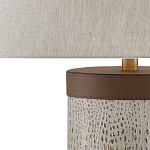 Настольная лампа с тканевым абажуром и основанием из кожи Leather Column варинант исполнения - 1 | Loft Concept во Владивостоке