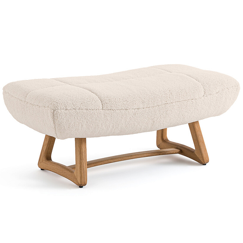 Оттоманка с обивкой букле Lino White Boucle Ottoman Золотой дуб Молочный Оттоманка с обивкой букле Lino White Boucle Ottoman Золотой дуб Молочный во Владивостоке | Loft Concept