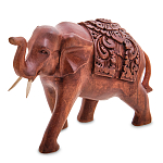 Статуэтка из дерева суар в виде слона в традиционном облачении Elephant in blanket варинант исполнения - 1 | Loft Concept во Владивостоке