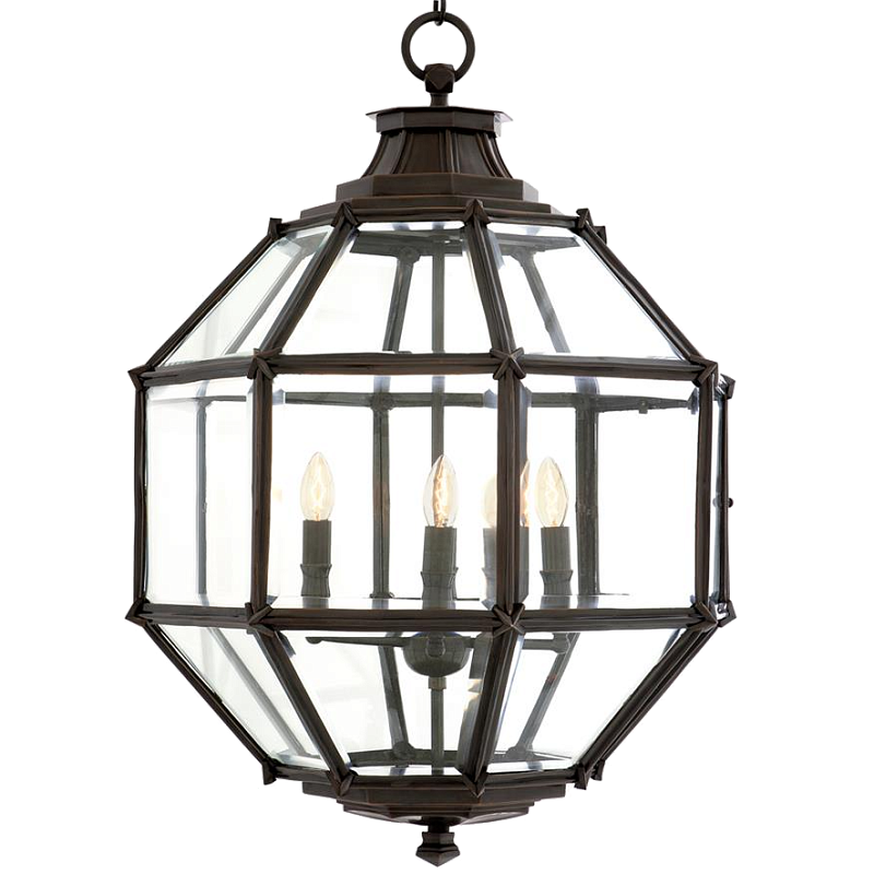 Люстра Lantern Owen Bronze M Темная бронза Прозрачный (Transparent) во Владивостоке | Loft Concept 