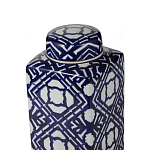 Ваза прямоугольной формы с крышкой и геометрическим узором в сине-белых цветах Blue & White Ornament  варинант исполнения - 2 | Loft Concept во Владивостоке