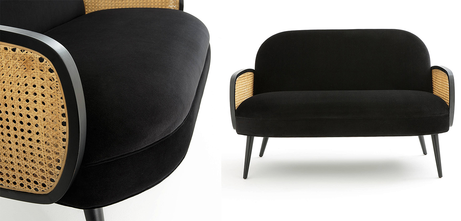 Диван Morten Wicker Black Sofa Черный Диван Morten Wicker Black Sofa Черный - Loft-Concept во Владивостоке