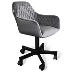 Стул с мягкой серой обивкой из велюра и подъемно-поворотным механизмом на черных колесиках Harper Gray варинант исполнения - 1 | Loft Concept во Владивостоке