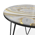Стол журнальный c круглой столешницей из стекла серого цвета Gray and Gold Marble варинант исполнения - 3 | Loft Concept во Владивостоке