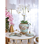 Блюдо из голубого фарфора с бронзовой ручкой в виде ветки Blue Garden варинант исполнения - 4 | Loft Concept во Владивостоке