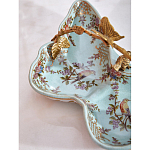 Блюдо из голубого фарфора с бронзовой ручкой в виде ветки Blue Garden варинант исполнения - 6 | Loft Concept во Владивостоке