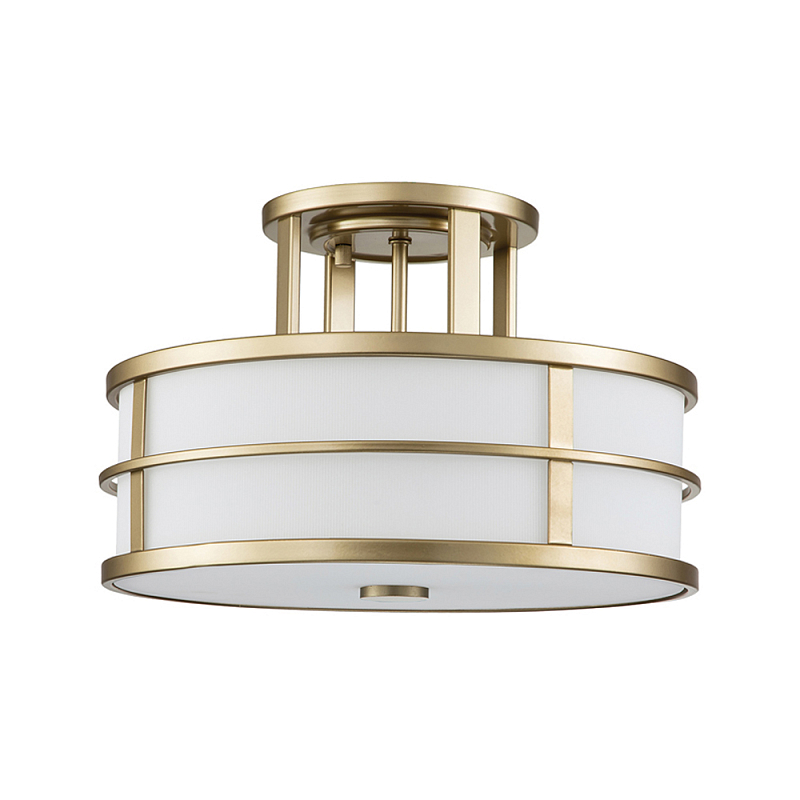 Потолочный светильник с белым матовым абажуром в металлическом каркасе Feiss Белый Латунь во Владивостоке | Loft Concept 