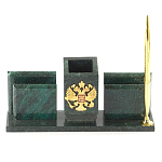 Настольный письменный набор из змеевика с визитницами и ручкой Successful Leader варинант исполнения - 1 | Loft Concept во Владивостоке