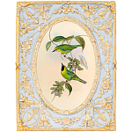 Декоративный постер с изображением птиц в раме с рельефным растительным узором Blooming Birds Poster варинант исполнения - 8 | Loft Concept во Владивостоке