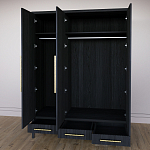 Большой Шкаф Primo Черный дуб с 3 дверьми и 3 выдвижными ящиками варинант исполнения - 8 | Loft Concept во Владивостоке