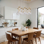 Люстра с 9-ю прозрачными стеклянными плафонами в форме капли Lucid Rain  варинант исполнения - 11 | Loft Concept во Владивостоке