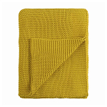 Плед из хлопка жемчужной вязки горчичного цвета Waffle Comfort варинант исполнения - 1 | Loft Concept во Владивостоке