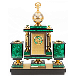 Настольный письменный набор из малахита и долерита с декором в виде герба России Leader Organizer варинант исполнения - 3 | Loft Concept во Владивостоке