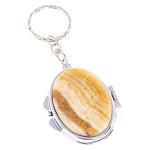 Зеркало брелок карманное двухстороннее из натурального камня Оникс Silver Stone Mirrors варинант исполнения - 1 | Loft Concept во Владивостоке