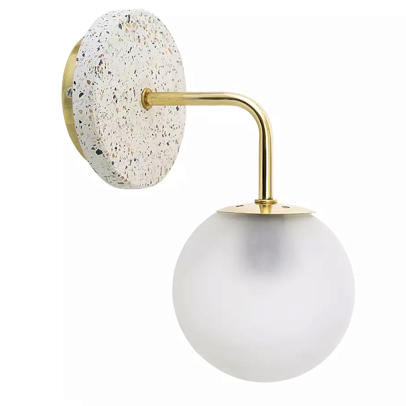 Бра с белым матовым плафоном в форме шара Round White Matte Lampshade Золотой Белое матовое стекло Бра с белым матовым плафоном в форме шара Round White Matte Lampshade Золотой Белое матовое стекло во Владивостоке | Loft Concept