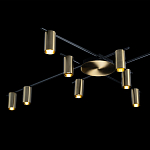 Потолочный светильник с 10-ю цилиндрическими плафонами цвета латунь TRIBES CHANDELIER варинант исполнения - 4 | Loft Concept во Владивостоке