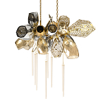 Люстра подвесная с 18-ю стеклянными плафонами с вертикальными подвесками Gilded Mirage  варинант исполнения - 1 | Loft Concept во Владивостоке