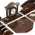 Настольный письменный набор с часами из природного камня обсидиана Competent Leader варинант исполнения - 4 | Loft Concept во Владивостоке