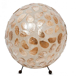 Настольная лампа из перламутра на металлическом каркасе Indonesian Circle варинант исполнения - 1 | Loft Concept во Владивостоке