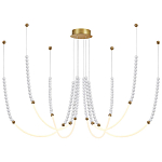 Люстра подвесная с 6-ю изогнутыми плафонами и белыми декоративными шариками PEARLS Suspension варинант исполнения - 4 | Loft Concept во Владивостоке