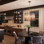 Люстра цвета латунь с 6-ю лампами свечами внутри цилиндрического абажура из черных металлических реек Kichler варинант исполнения - 7 | Loft Concept во Владивостоке