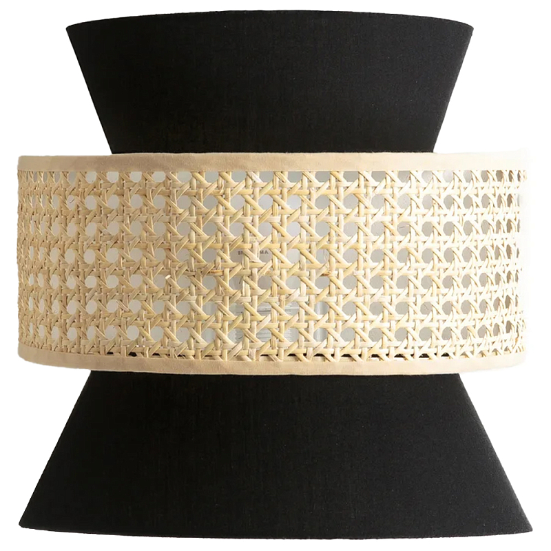 Бра с плетеным декором из ротанга Bonnie Wicker Black Wall Lamp Бежевый Черный Бра с плетеным декором из ротанга Bonnie Wicker Black Wall Lamp Бежевый Черный во Владивостоке | Loft Concept