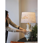 Настольная лампа с принтом на белом тканевом абажуре Roof Garden Lamp варинант исполнения - 5 | Loft Concept во Владивостоке