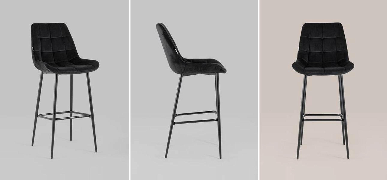 Стул Полубарный NANCY Chair посадка 75 см Черный Велюр Стул Полубарный NANCY Chair посадка 75 см Черный Велюр - Loft-Concept во Владивостоке