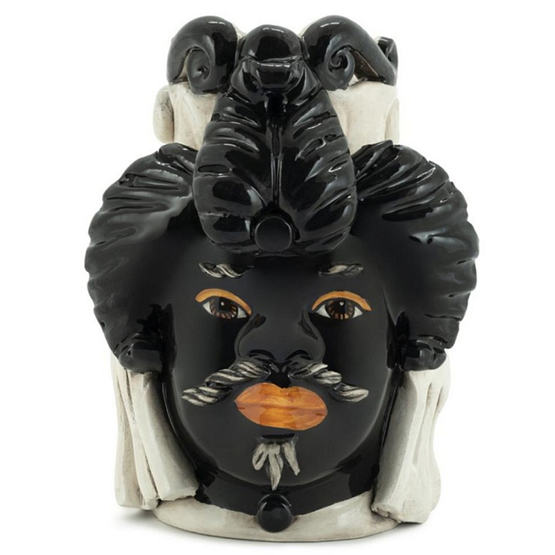 Ваза Vase Moro Man Small Black Черный Бежевый Ваза Vase Moro Man Small Black Черный Бежевый во Владивостоке | Loft Concept