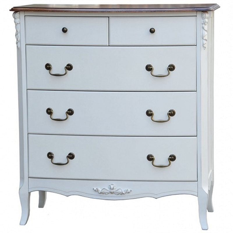Высокий деревянный комод в стиле прованс Montmartre Provence Chest of Drawers Молочный Бронза Высокий деревянный комод в стиле прованс Montmartre Provence Chest of Drawers Молочный Бронза во Владивостоке | Loft Concept