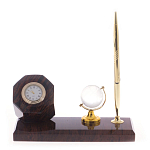 Настольный письменный набор с глобусом и ручкой из натурального обсидиана World Globe варинант исполнения - 1 | Loft Concept во Владивостоке