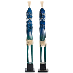 Комплект из 2-х деревянных статуэток Asmat Tall Statuettes Blue варинант исполнения - 1 | Loft Concept во Владивостоке