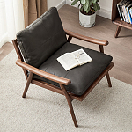 Кресло c каркасом из массива дерева и мягкой кожаной обивкой Walnut Armchair варинант исполнения - 2 | Loft Concept во Владивостоке