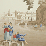 Обои ручная роспись Views of Italy Azure on Sepia варинант исполнения - 2 | Loft Concept во Владивостоке