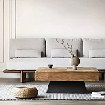 Дизайнерский журнальный стол квадратный с черным трапециевидным основанием Wokab варинант исполнения - 1 | Loft Concept во Владивостоке