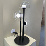 Настольная лампа с тремя прозрачными куполообразными плафонами и черным металлическим основанием Flos Wireline Lighting варинант исполнения - 5 | Loft Concept во Владивостоке