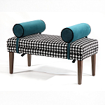 Банкетка Banquette PIED DE POULE с принтом гусиная лапка и синими подлокотниками  варинант исполнения - 2 | Loft Concept во Владивостоке