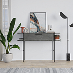 Консоль напольная серая с выдвижным ящиком и 2-мя полками с белой столешницей OTIS CONSOLE RETRO GRAY варинант исполнения - 1 | Loft Concept во Владивостоке