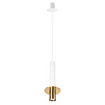 Подвесной светильник с узким цилиндрическим плафоном и золотым металлическим декором Concrete Pipe варинант исполнения - 11 | Loft Concept во Владивостоке