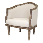 Кресло низкое с мягкой обивкой из льна на 4-х деревянных ножках Emile Armchair beige варинант исполнения - 3 | Loft Concept во Владивостоке